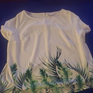 White and green floral shirt